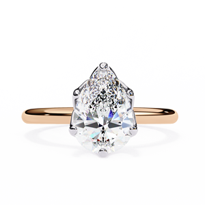 Anillo de Compromiso de Diamante de Corte Pera de 2 Quilates Cultivado en Laboratorio, Diseño de Lujo, Oro de 14K, Certificado IGI, Diamante VS DEF para Aniversario o Boda - Product Image 2