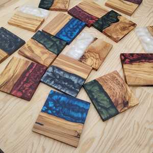Ensemble de sous-verres en bois d'acacia et résine époxy de designer, sous-verres en bois de qualité supérieure pour la cuisine, la salle à manger, le bar et l'accueil des invités - Product Image 6