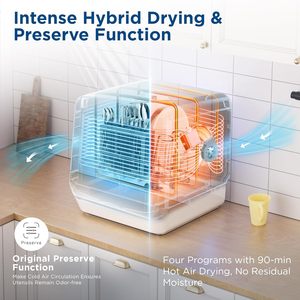 Lave-vaisselle portable de comptoir 7L avec réservoir d'eau amovible, 6 programmes de lavage, style normcore/minimaliste, matériau polyester, étanche - Product Image 4