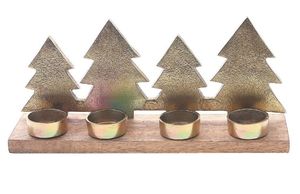 Christmas Reindeer Candle Stand Aluminum Wood Base Home <b>Decoration</b> Durable - Product Image 5