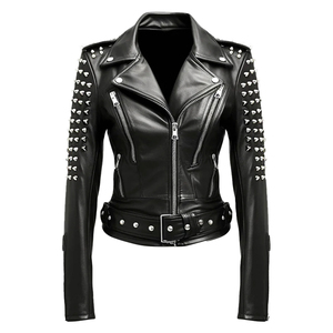 Make Your Own <b>Lightweight</b> Durable Comfortable Premium Quality Newest Style <b>Women</b> Outer Wear Studded Leather <b>Jackets</b> - Product Image 1