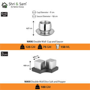 Nikki 78 PCS Juego de vajilla de acero inoxidable de doble pared para cenas de 6 personas - Product Image 3