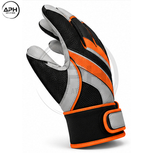 Nouveauté : Gants d'assemblage orange et gris personnalisés avec un panneau ergonomique, une garniture brillante et une fixation réglable pour le poignet - Product Image 4