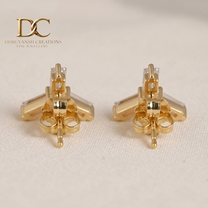 Pendientes de tuerca con diamante cultivado en laboratorio certificado por IGI, corte baguette, en oro amarillo macizo de 14 quilates, para mujer, regalo para cualquier ocasión. - Product Image 6