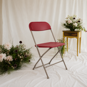Silla Plegable de Plástico Moderna, Ligera y Resistente, Cómoda y Portátil, para Exteriores, Comedor, Granja, Taller, Color Rojo Vino - Product Image 1