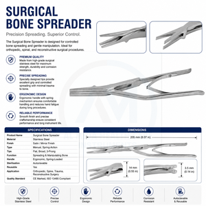 AL MIDA AMHC-R-347 Écarteur osseux manuel en acier inoxydable, forceps chirurgical orthopédique ORL pour chirurgie plastique, certifié CE ISO13485 - Product Image 6