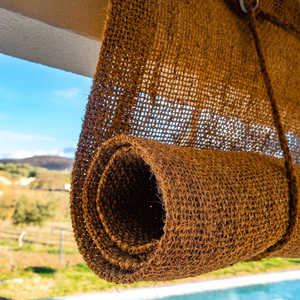 Outdoor balcony roll-<b>up</b> curtain sun shade rolls weaving coconut coir net shade curtains made in Vietnam - Product Image 1