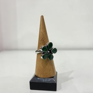 ARTSJEWELS Classic Green <b>Quartz</b> 925 Silver Plated Brass Pear Shape Flower Design <b>Ring</b> for Unisex Bridal & Wedding Daily Wear - Product Image 3