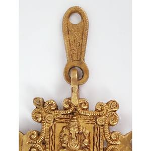 กระดิ่งทองเหลืองแขวนผนังพระพิฆเนศขนาด7นิ้วทำด้วยมือผลิตในอินเดีย - Product Image 2