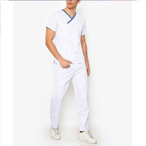 Fashionable Manufactory Custom Men Medical <b>Scrub</b> Uniform <b>Sets</b> Elasticity Short Sleeve Crew Neck Top Jogger Pant <b>Scrub</b> <b>Set</b> - Product Image 5