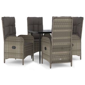 Conjunto de Comedor de Jardín Moderno de Ratán para 4 Personas, Muebles de Exterior Resistentes a la Intemperie, Mesa y Sillas de Mimbre, Diseño Contemporáneo, Gris - Product Image 4