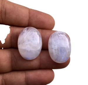 2pcs Natural Rainbow <b>Moonstone</b> Gemstone Smooth Oval Shape Cabochons for Wire Wrapped Jewelry Beads - Product Image 1