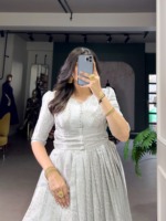 Gaun Lehenga Choli Sutra Tradisional India Pakistan untuk Wanita, Panjang hingga Lantai, Model Longgar, Pakaian Pernikahan, Bordir Putih