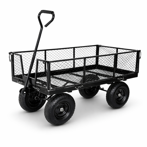 Carretilla de Jardín de Acero Resistente con Capacidad para 450 kg, Plegable, con Laterales Extraíbles, Llantas Neumáticas de 10 Pulgadas, Color Negro, ODGGAD008 - Product Image 2