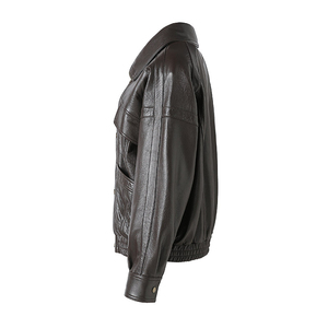 Chaqueta de Cuero para Hombre, a la Moda, de Alta Calidad, con Diseño a Cuadros/Color Sólido, Estilo Urbano, Resistente al Viento, Transpirable, de Manga Larga, Elegante y Práctica para el Invierno - Product Image 3