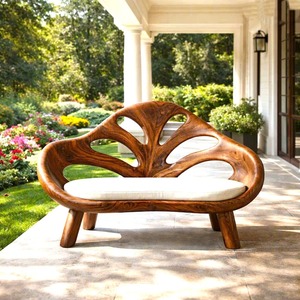 Modern Solid Wood <b>Bench</b> Curved Backrest Eco-Friendly Durable Outdoor Furniture Entryway Living Room Entrance Hall - Product Image 6