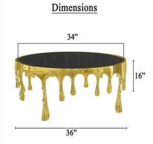Simply Iconic Modern <b>Round</b> Coffee <b>Table</b> With <b>Gold</b> Drip Base And Black Glass Top For Living Room Furniture - Product Image 2