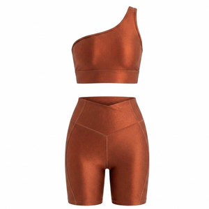 <b>Ladies</b> Yoga Sportswear Set 2 Piece Breathable Stretch <b>Shorts</b> Outfit for Fitness Gym Training Running and Exercise - Product Image 1