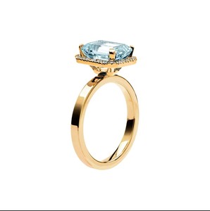 <b>Emerald</b> Cut Blue Topaz 925 Sterling <b>Silver</b> White Gold Plated Luxury Engagement <b>Ring</b> for Women Wedding Anniversary & Party - Product Image 5