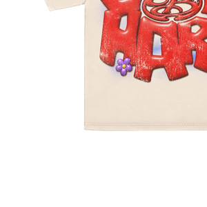 Camiseta Oversize para Hombre con Diseño de Letras en Relieve, Logotipo Rojo y Flores, Estilo Urbano, Manga Corta, Cuello Redondo, Jersey de Algodón - Product Image 2