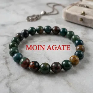 Bracelet de perles rondes en pierre de sang naturelle de haute qualité, Bracelet en cristal pour la vente en gros, Bracelet de perles en pierre naturelle - Product Image 2
