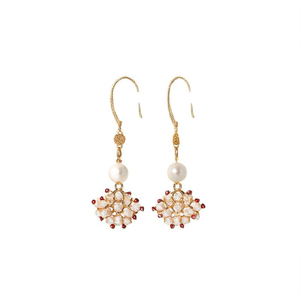 Pendientes de Aro con Perlas Naturales Étnicas, de Moda, de Latón, Regalo de Boda - Product Image 2