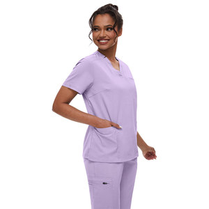 Premium Lavender Medical <b>Scrubs</b> Set High-Quality Breathable Jogger Nursing Uniform for Women Stretch Fabric Hospital V-Neck Suit - Product Image 2