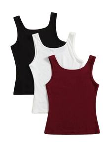 Camiseta sin Mangas de Mujer de Primera Calidad, Personalizada, Transpirable, Informal, Corta, Tejida, Lisa, de Poliéster y Algodón - Product Image 3