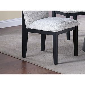 4pc <b>White</b> Finish Fabric <b>Dining</b> <b>Table</b> and 1pc <b>Round</b> <b>Table</b> with Cone Base 5pc <b>Dining</b> Set Featuring Plush Seats and Side Chairs - Product Image 6