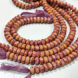 Perles Rondelles Lisses et Simples de 8 mm en Turquoise Naturelle Rose Orange Cuivrée de Haute Qualité, Vendues par Fil (8) - Product Image 1