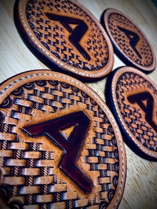 10cm-Round Coaster PU Leather Coffee Mat-Tea Coaster-Modern Simple-Coaster Heat-Insulation <b>Pad</b>-Waterproof Heat-Resistant - Product Image 4