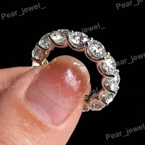 925 Sterling Silver Moissanite Diamond Eternity Band Full Eternity Wedding <b>Ring</b> <b>Iced</b> Out Stackable Anniversary Gift Women - Product Image 6