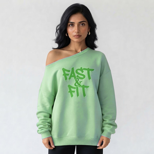 Wholesale Price Oversized Women <b>Sweatshirt</b> With Drop <b>Shoulder</b> Soft Fabric Slash neck Streetwear for Winter - Product Image 1