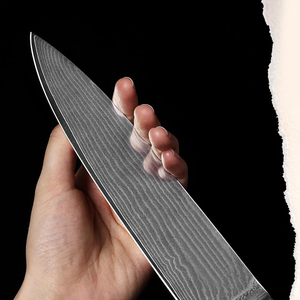 Ensemble de couteaux de cuisine en acier Damas faits à la main avec étui en cuir, couteaux de cuisine durables pour chefs et préparation culinaire domestique - Product Image 2