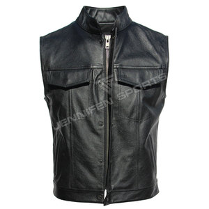 Chaleco de Motocicleta al por Mayor, Chaleco de Cuero Personalizado para Hombre, Chaleco de Motociclista de Cuero Genuino de Grado A - Product Image 2