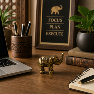 SHUBHAM Mini Figura de Elefante de Latón Sólido, Estatua de Elefante Hecha a Mano, Decoración para el Hogar, Oficina, Estante, Regalo de la Suerte - Product Image 6