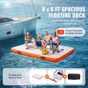 Piattaforma Galleggiante Gonfiabile 8x6FT con Tappetino Antiscivolo e Scaletta Rimovibile - Portatile per Mare e Occasioni di Festa - Product Image 3