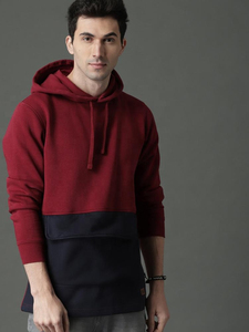 Sweat-shirt à capuche pour homme, color-block rouge et bleu marine, coupe classique, décontracté, pour l'automne, BRG, sweats à capuche et sweat-shirts pour homme - Product Image 4