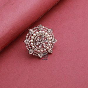 18K Gold Plated Malina Pearl <b>CZ</b> Designer <b>Ring</b> Resizable Claw Set Gemstone Wedding <b>Ring</b> - Product Image 2