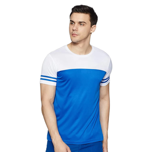 Camiseta Deportiva para Hombre, Estilo Colorblock, Elástica, de Poliéster, para Entrenamiento, Ejercicio, Deportes, Ropa Deportiva Activa, OEM, ODM - Product Image 1