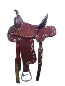 Sillín de color marrón de carreras de barril de caballo de cuero occidental de alta demanda con sillín occidental de punto de Buck DE AJUSTE DE ACERO INOXIDABLE - Product Image 2