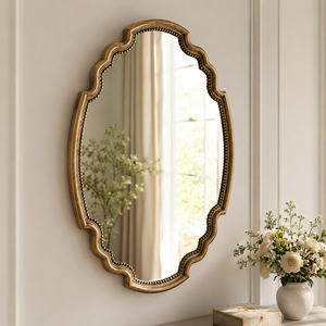 Antique <b>Gold</b> Scalloped Wall <b>Mirror</b> Beaded Frame Decorative Vintage <b>Mirror</b> for Living Room Bedroom Home Decor - Product Image 3