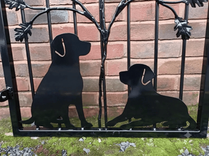 Wrought Iron Finished Exterior <b>Door</b> with Dog Silhouette Design <b>Rustic</b> Metal Entry Gate Decoration - Product Image 3