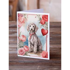 Bedlington Terrier caprichoso con rosas de San Valentín Paquete de 8 A7 Tamaño 5x7 Tarjetas de felicitación en blanco con sobres para escribir notas - Product Image 2