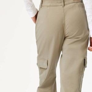 Pantalones Cargo de Cintura Alta para Mujer, Color Sólido, Estilo Casual, Largos, con Bolsillos, Cierre de Botones, Corte Regular, para Primavera - Product Image 5