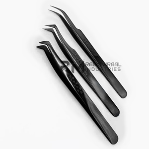 Pinzas para Extensión de Pestañas de Color Negro Plasma, Acero Inoxidable, Agarre de Diamante, 3 Puntas Diferentes, Producto de Primera Calidad - Product Image 6