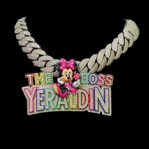 Collar Cubano de Plata 925 con Colgante de Moissanita VVS en Oro Amarillo, Estilo Hip Hop, Personalizado, con Dijes y Cadena con Nombre, de Moda - Product Image 1