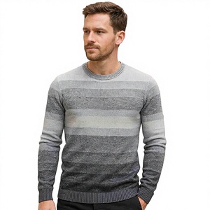 Custom Men's Gradient Crewneck Sweater Ombre Color <b>Block</b> Pullover Long Sleeve Casual Knitwear Fashion Autumn Winter Knit Tops - Product Image 1