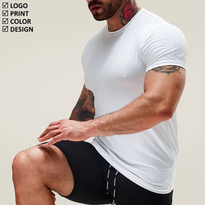 <b>Men's</b> <b>White</b> <b>Short</b> <b>Sleeve</b> Compression T-<b>Shirt</b> Slim Fit O-Neck Quick Dry Sporty Knitted Polyester Muscle Showing Workout <b>Shirt</b> - Product Image 1