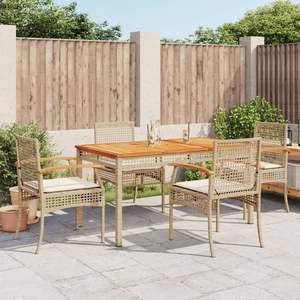 Ensemble de salle à manger de jardin en rotin PE beige 5 pièces avec housses amovibles - Product Image 1